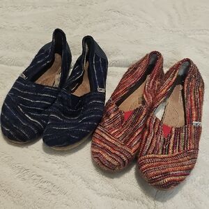 TOMS Striped Slip-On Shoes With Sherpa Trim